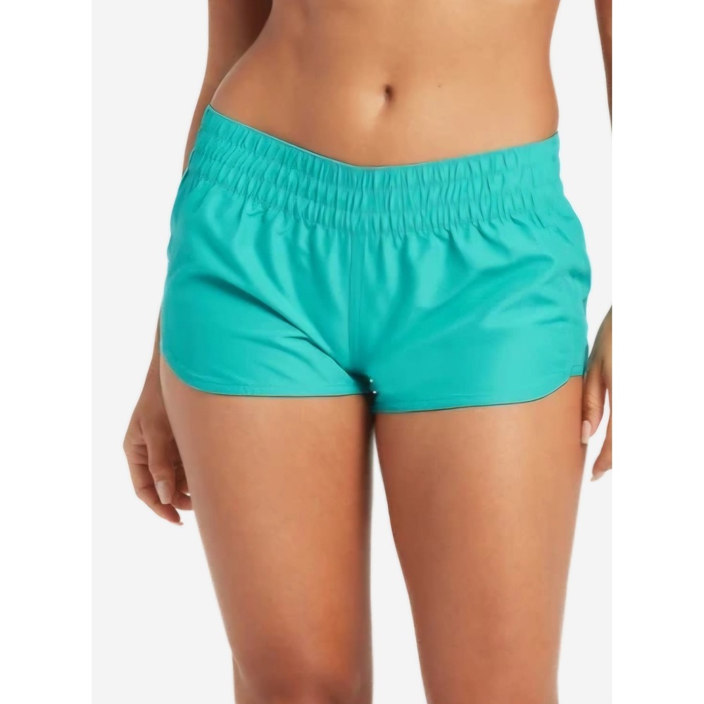 Volcom Simply Solid Elastic Waist Board Shorts Swim Surf Beach Teal Blue Medium